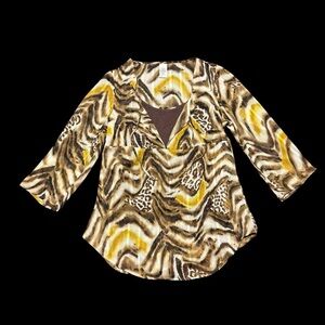 Tan and brown animal print blouse